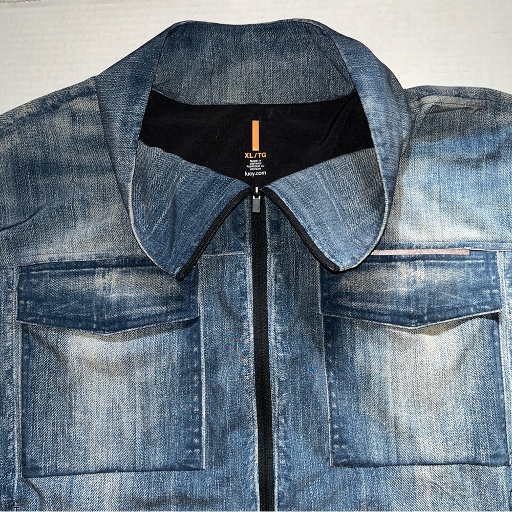 Lucy Women's Denim Indigo Trucker Activewear Outerwear Jacket Sz XL - Picture 2 of 4